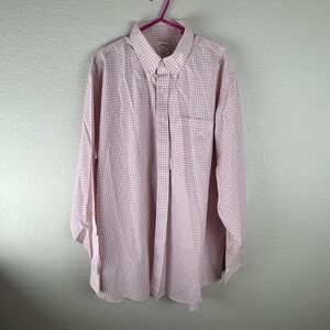 Brooks Brothers 346 Mens 17 1/2- 6/7 Red  Button Down Long Sleeve Non Iron Polo